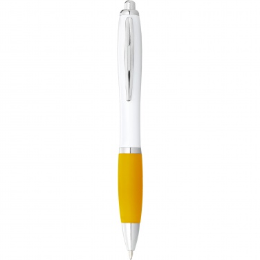 Logo trade advertising product photo of: Nash ballpoint pen with white barrel and coloured grip