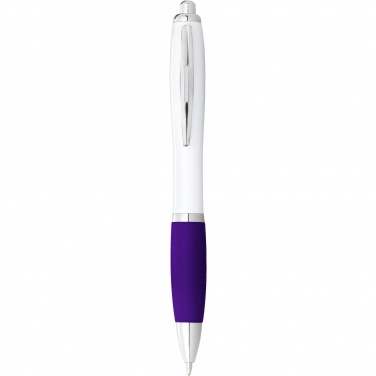 Logotrade corporate gift picture of: Nash ballpoint pen with white barrel and coloured grip