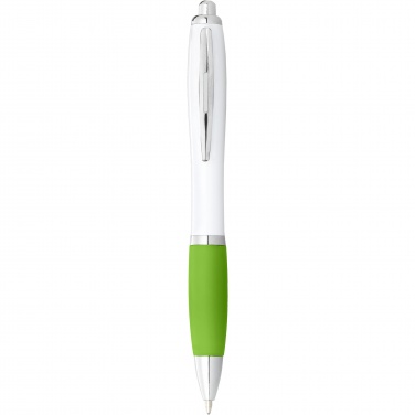 Logo trade promotional gifts image of: Nash ballpoint pen with white barrel and coloured grip