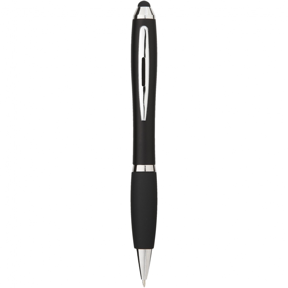 Logo trade business gifts image of: Nash coloured stylus ballpoint pen with black grip