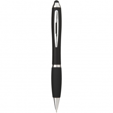 Logo trade promotional items image of: Nash coloured stylus ballpoint pen with black grip