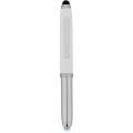 Xenon stylus ballpoint pen with LED light, White / Silver