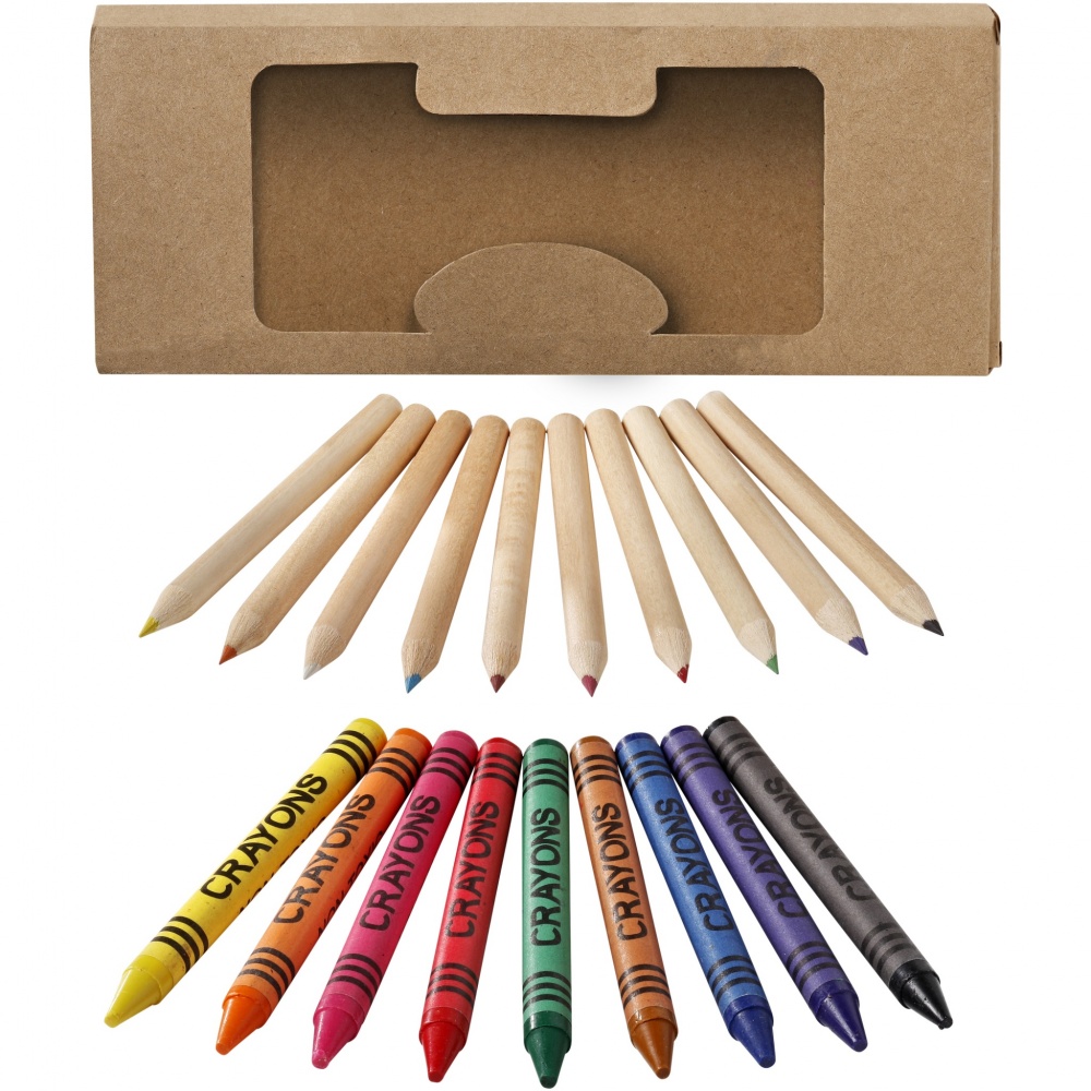 Logo trade promotional merchandise image of: Lucky 19-piece coloured pencil and crayon set