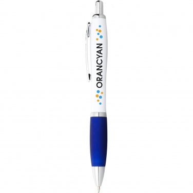 Logo trade promotional giveaways picture of: Nash ballpoint pen white barrel and coloured grip