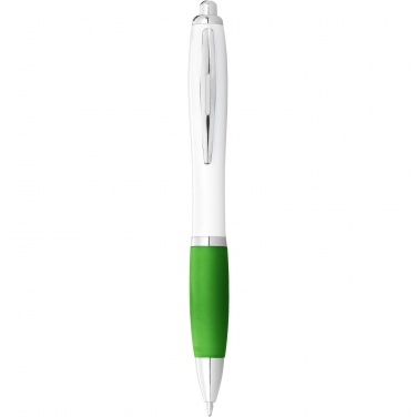 Logo trade advertising product photo of: Nash ballpoint pen white barrel and coloured grip