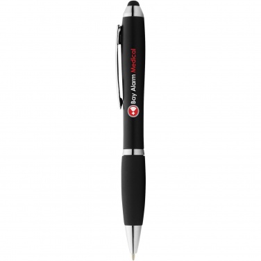 Logo trade advertising product photo of: Nash coloured stylus ballpoint pen with black grip