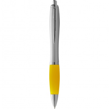 Logo trade corporate gift photo of: Nash ballpoint pen silver barrel and coloured grip