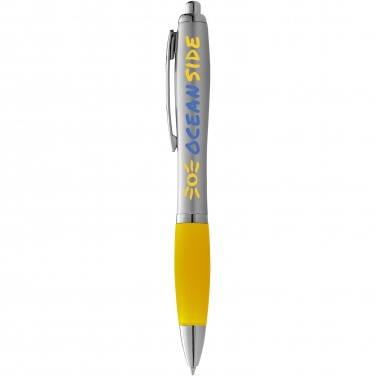 Logo trade promotional giveaways image of: Nash ballpoint pen silver barrel and coloured grip