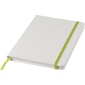 Spectrum A5 white notebook with coloured strap, White / Lime