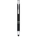 Moneta anodized aluminium click stylus ballpoint pen, Solid black