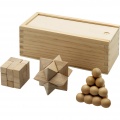 Brainiac 3-piece wooden brain teaser set, Natural