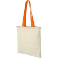 Nevada 100 g/m² cotton tote bag coloured handles 7L, Natural / Orange