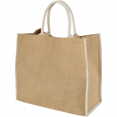 Logo trade promotional giveaways image of: Harry coloured edge jute tote bag 25L