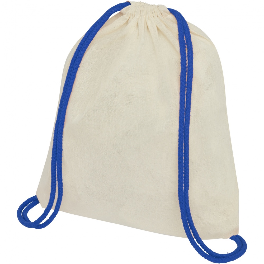 Logo trade promotional giveaways image of: Oregon 100 g/m² cotton drawstring bag with coloured cords 5L