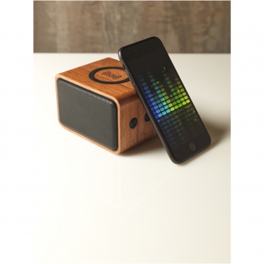 Logo trade promotional gifts picture of: Wooden 3W speaker with wireless charging pad