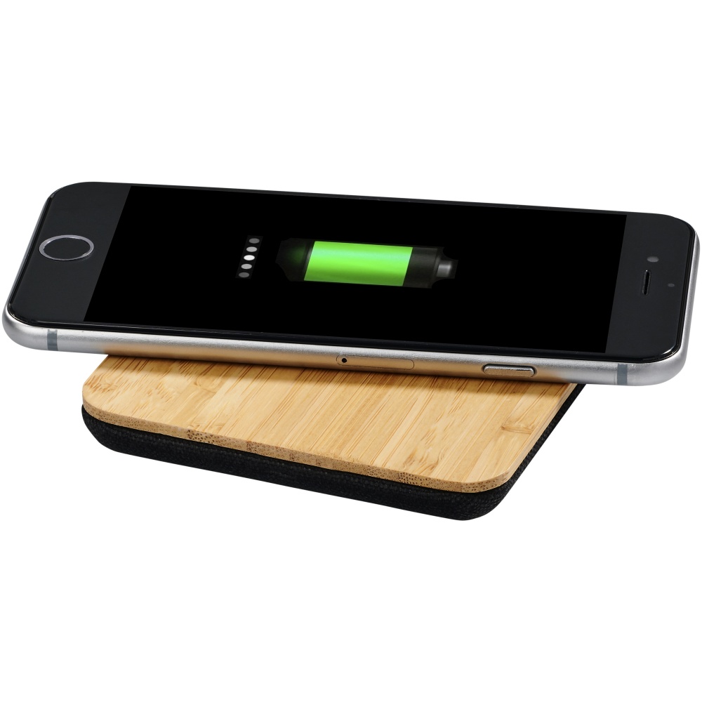 Logotrade promotional merchandise picture of: Leaf 5W bamboo and fabric wireless charging pad