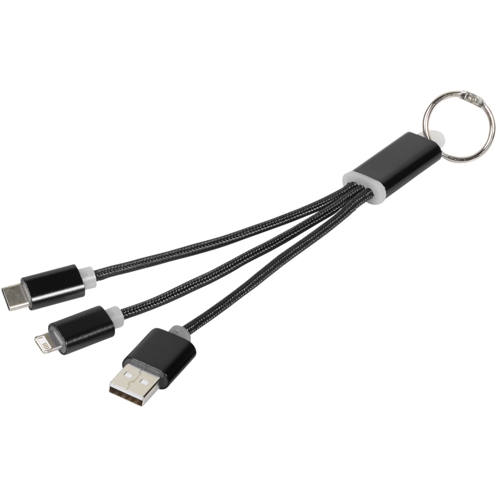 Logo trade promotional products picture of: Metal 3-in-1 charging cable with keychain