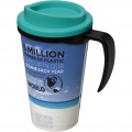 Brite-Americano® grande 350 ml insulated mug, Solid black / Aqua blue