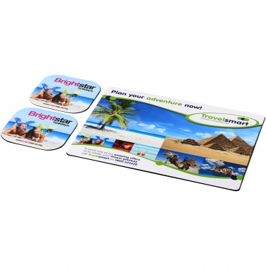 Logo trade promotional giveaways image of: Brite-Mat® mouse mat and coaster set combo 3