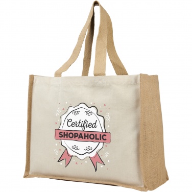 Logo trade business gifts image of: Varai 320 g/m² canvas and jute shopping tote bag 23L