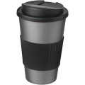 Americano® 350 ml tumbler with grip & spill-proof lid, Silver / Solid black