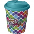 Brite-Americano® Espresso 250 ml tumbler with spill-proof lid, White / Aqua