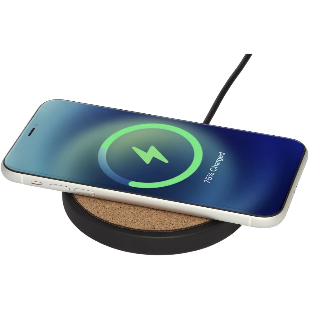 Logo trade advertising products image of: Kivi 10W limestone/cork wireless charging pad