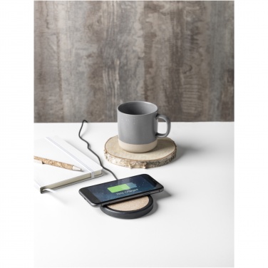 Logotrade promotional item picture of: Kivi 10W limestone/cork wireless charging pad