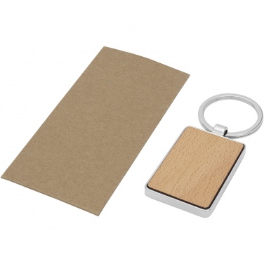 Logo trade corporate gifts picture of: Mauro beech wood rectangular keychain