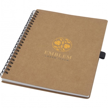 Logo trade promotional item photo of: Cobble A5 wire-o recycled cardboard notebook with stone paper