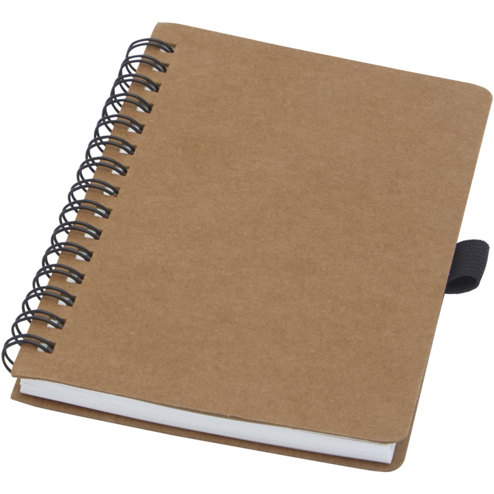 Logotrade promotional gift image of: Cobble A6 wire-o recycled cardboard notebook with stone paper