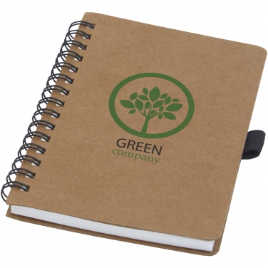 Logo trade corporate gift photo of: Cobble A6 wire-o recycled cardboard notebook with stone paper