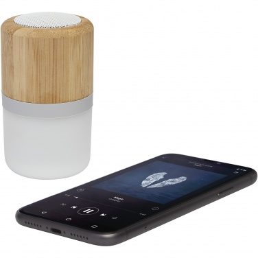 Logo trade promotional products image of: Aurea bamboo Bluetooth® speaker with light 