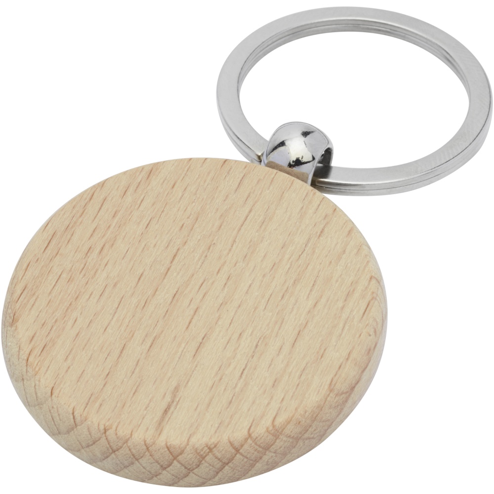 Logo trade promotional items picture of: Giovanni beech wood round keychain