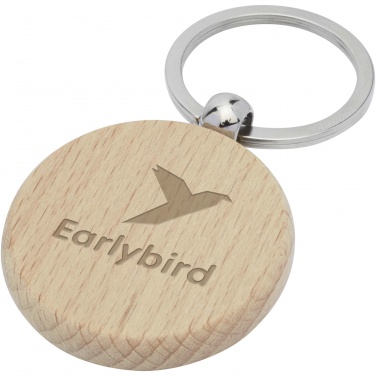 Logo trade promotional merchandise photo of: Giovanni beech wood round keychain