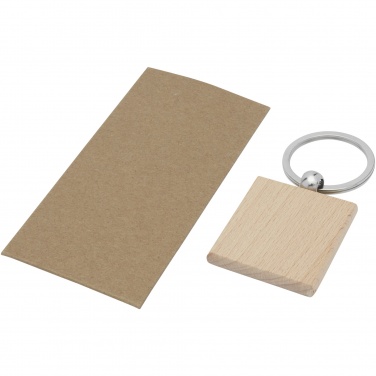 Logo trade promotional giveaways picture of: Gioia beech wood squared keychain