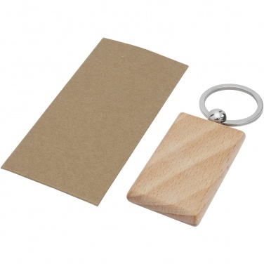 Logo trade promotional gifts image of: Gian beech wood rectangular keychain