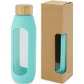 Tidan 600 ml borosilicate glass bottle with silicone grip, Tide green