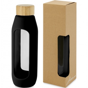 Logo trade promotional merchandise picture of: Tidan 600 ml borosilicate glass bottle with silicone grip