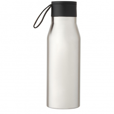 Logo trade promotional merchandise photo of: Ljungan 500 ml copper vacuum insulated stainless steel bottle with PU leather strap and lid