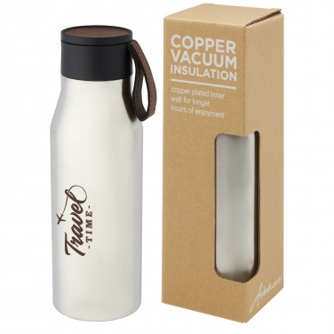 Logotrade promotional gift image of: Ljungan 500 ml copper vacuum insulated stainless steel bottle with PU leather strap and lid