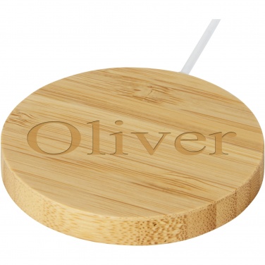 Logo trade corporate gift photo of: Atra 10W bamboo magnetic wireless charging pad