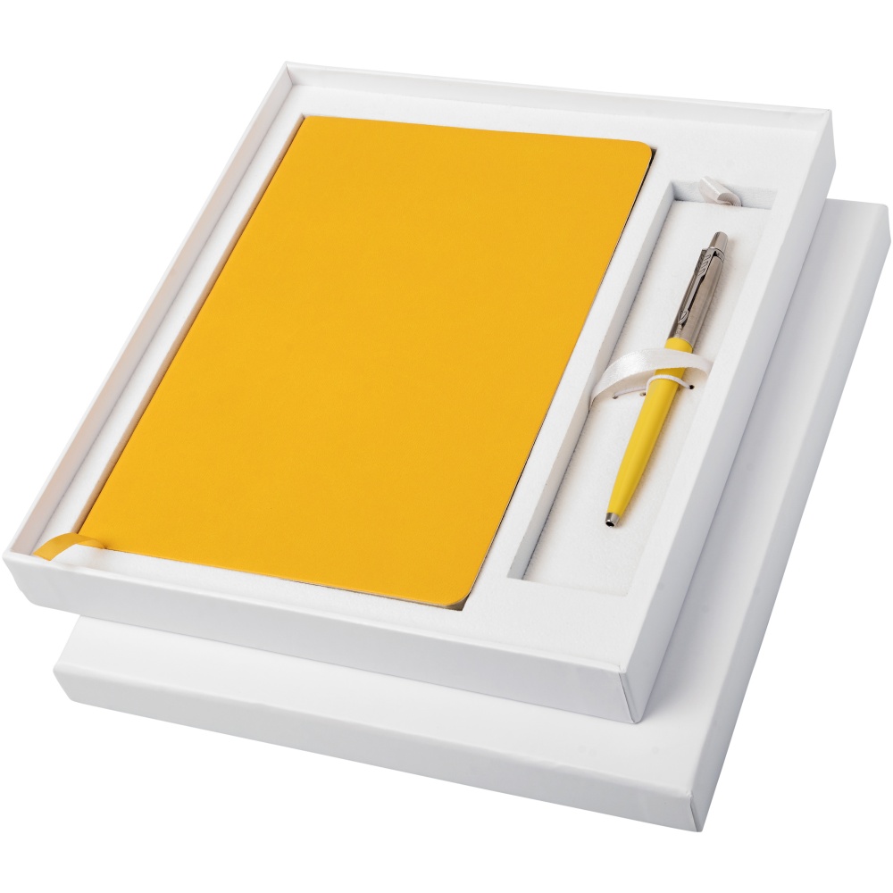 Logo trade promotional giveaways image of: Parker Classic notebook and Parker pen gift box