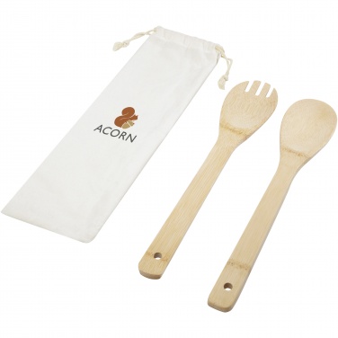 Logo trade promotional products image of: Endiv bamboo salad spoon and fork