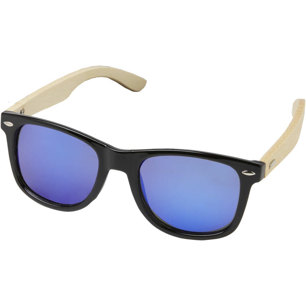 Logo trade promotional giveaways image of: Taiyō rPET/bamboo mirrored polarized sunglasses in gift box