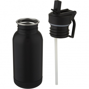 Logo trade promotional gifts picture of: Lina 400 ml stainless steel sport bottle with straw and loop