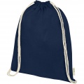 Orissa 140 g/m² organic cotton drawstring bag 5L, Navy