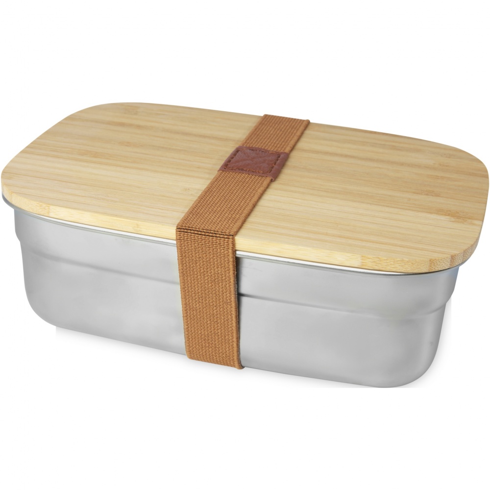 Logo trade promotional items image of: Tite stainless steel lunch box with bamboo lid