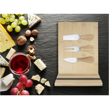 Logo trade promotional gifts picture of: Mancheg bamboo magnetic cheese board and tools