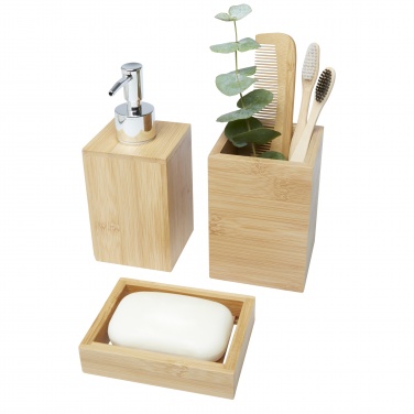 Logo trade promotional giveaways picture of: Hedon 3-piece bamboo bathroom set